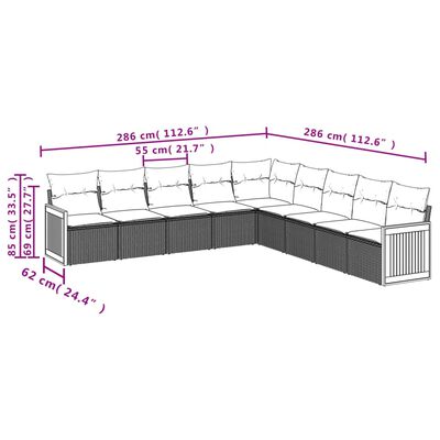 vidaXL 9dílná zahradní sedací souprava s poduškami béžová polyratan