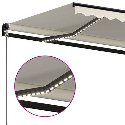 vidaXL Ručně zatahovací markýza s LED světlem 400 x 350 cm krémová