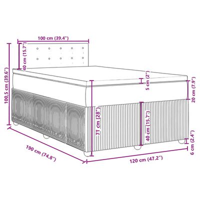 vidaXL Box spring postel s matrací modrá 120 x 190 cm samet