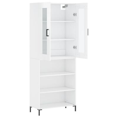 vidaXL Skříň highboard lesklá bílá 69,5 x 34 x 180 cm kompozitní dřevo