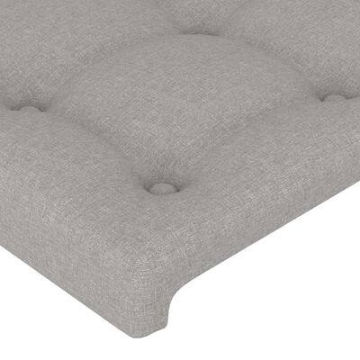 vidaXL Čelo postele s LED světle šedé 100x5x118/128 cm textil