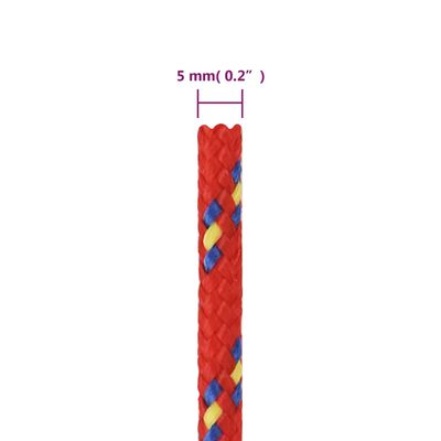 vidaXL Lodní lano červené 5 mm 250 m polypropylen