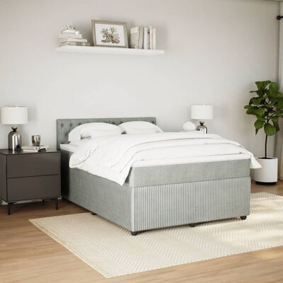 vidaXL Box spring postel s matrací světle šedá 140x200 cm samet