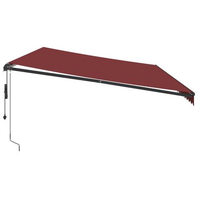 vidaXL Automatická zatahovací markýza s LED burgundská 600 x 350 cm