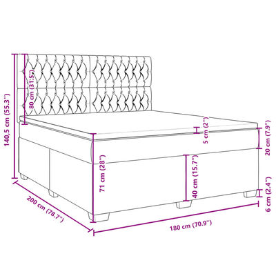 vidaXL Box spring postel s matrací světle šedá 180x200 cm samet