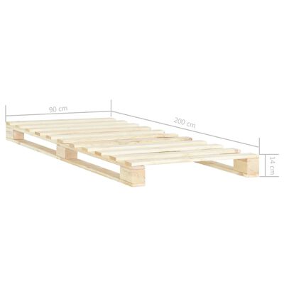 vidaXL Rám postele z palet masivní borovice 90 x 200 cm