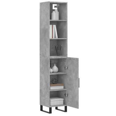 vidaXL Skříň highboard betonově šedá 34,5x34x180 cm kompozitní dřevo