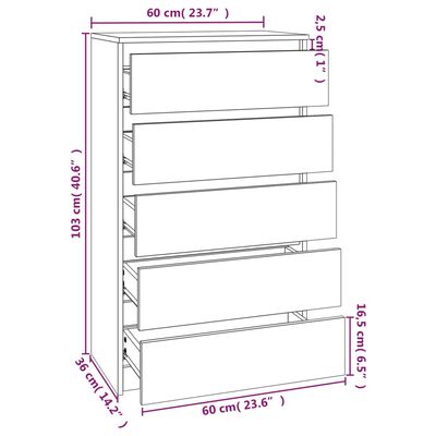 vidaXL Zásuvková skříňka bílá 60 x 36 x 103 cm kompozitní dřevo