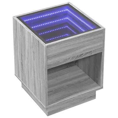 vidaXL Noční stolek s Infinity LED šedý sonoma 40 x 40 x 50 cm