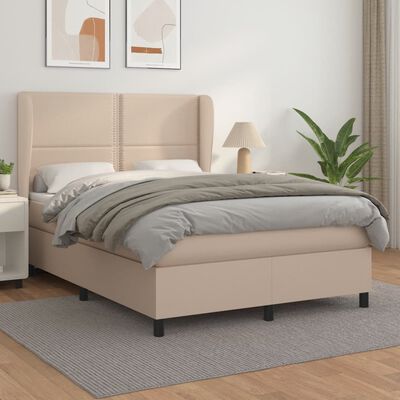 vidaXL Box spring postel s matrací cappuccino 140x200 cm umělá kůže