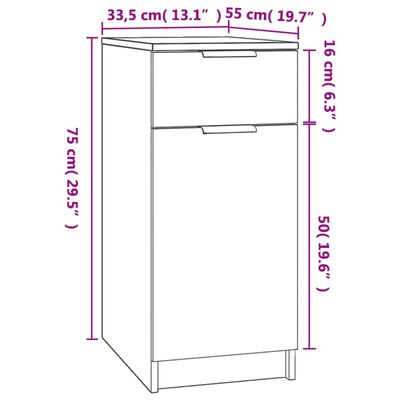 vidaXL Skříňka k psacímu stolu černá 33,5x50x75 cm kompozitní dřevo