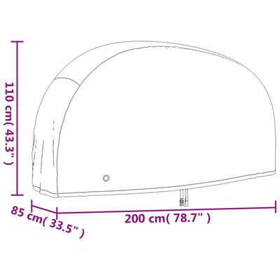 vidaXL Krycí plachta na kolo černá 200 x 85 x 110 cm 190T oxford