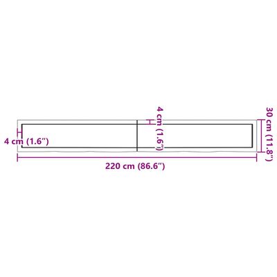 vidaXL Koupelnová deska 220x30x(2-6) cm neošetřené masivní dřevo