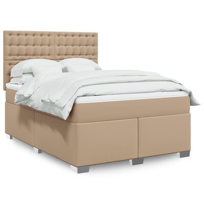 vidaXL Box spring postel s matrací cappuccino 140x200 cm umělá kůže