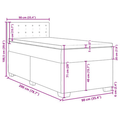 vidaXL Box spring postel s matrací šedá 90x200 cm umělá kůže