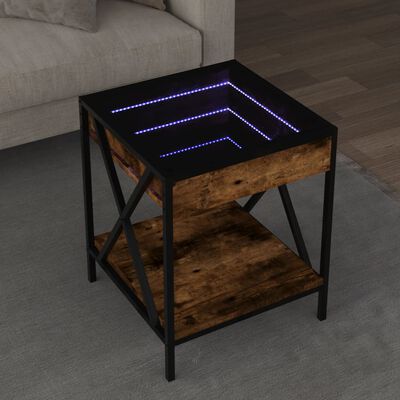 vidaXL Konferenční stolek s Infinity LED kouřový dub 40 x 40 x 49 cm