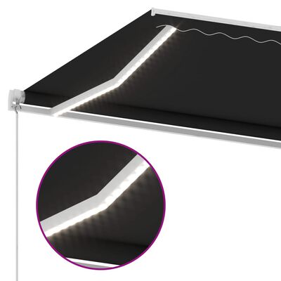 vidaXL Ručně zatahovací markýza s LED světlem 450 x 300 cm antracitová