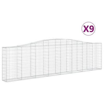 vidaXL Klenuté gabionové koše 9 ks 400x30x100/120cm pozinkované železo