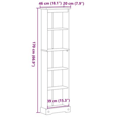 vidaXL Knihovna Corona 46 x 20 x 170 cm masivní borové dřevo