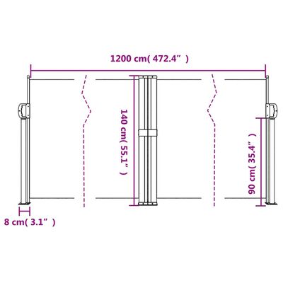 vidaXL Zatahovací boční markýza béžová 140 x 1 200 cm