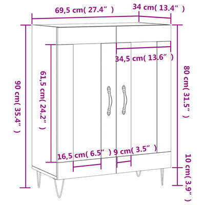 vidaXL Příborník bílý 69,5 x 34 x 90 cm kompozitní dřevo