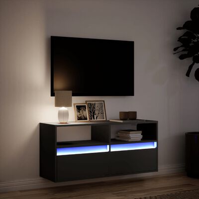 vidaXL Nástěnná TV skříňka s LED osvětlením černá 100 x 31 x 45 cm