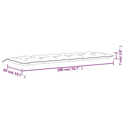 vidaXL Podušky na zahradní lavici 2 ks vínové 200x50x7 cm látka oxford