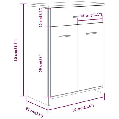 vidaXL Koupelnová skříňka kouřový dub 60 x 33 x 80 cm kompozitní dřevo