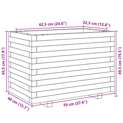 vidaXL Zahradní truhlík 70 x 40 x 49,5 cm masivní borové dřevo