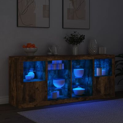 vidaXL Příborník s LED osvětlením kouřový dub 163 x 37 x 67 cm