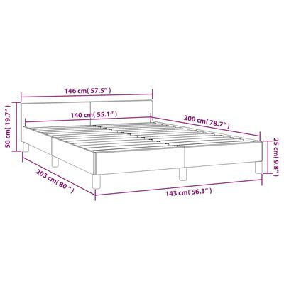 vidaXL Rám postele s čelem bez matrace cappuccino 140x200 cm