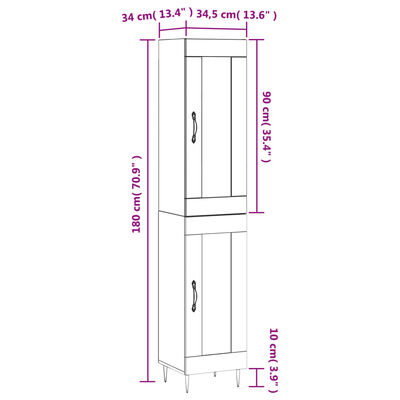 vidaXL Skříň highboard šedá sonoma 34,5 x 34 x 180 cm kompozitní dřevo