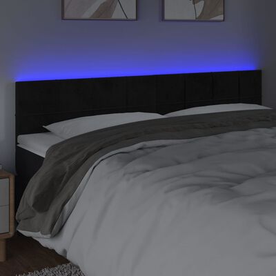 vidaXL Čelo postele s LED černé 200x5x78/88 cm samet