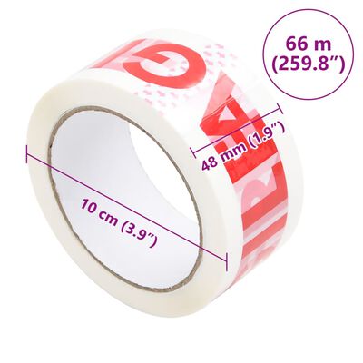 vidaXL Lepicí páska 12 ks s potiskem FRAGILE bílá 48 mm x 66 m