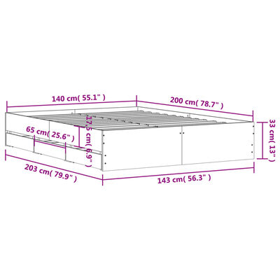 vidaXL Rám postele se zásuvkami dub sonoma 140x200 cm kompozitní dřevo