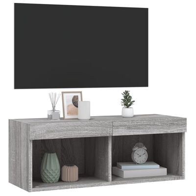 vidaXL TV skříňka s LED osvětlením šedá sonoma 80 x 30 x 30 cm