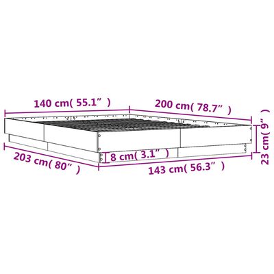 vidaXL Rám postele s LED osvětlením černý 140 x 200 cm