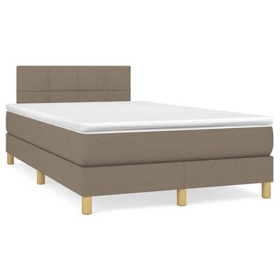 vidaXL Box spring postel s matrací a LED taupe 120x190 cm textil