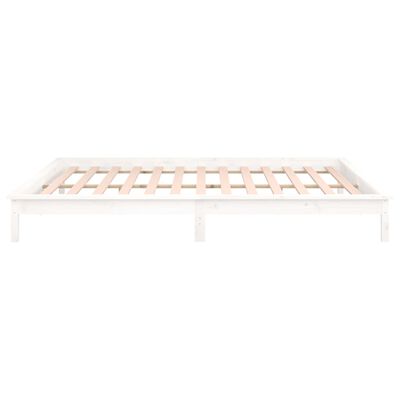 vidaXL Rám postele s LED bílý 180 x 200 cm Super King masivní dřevo