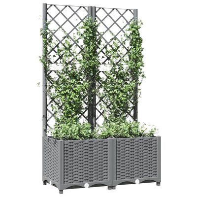 vidaXL Zahradní truhlík s treláží světle šedý 80 x 40 x 136 cm PP