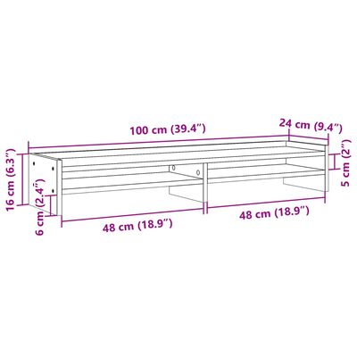 vidaXL Stojan na monitor hnědý dub 100 x 24 x 16 cm kompozitní dřevo