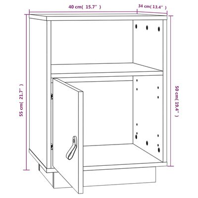 vidaXL Noční stolky 2 ks medově hnědé 40x34x55 cm masivní borové dřevo