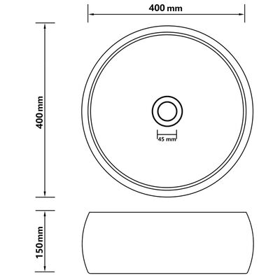 vidaXL Luxusní umyvadlo kulaté matné tmavě šedé 40 x 15 cm keramické