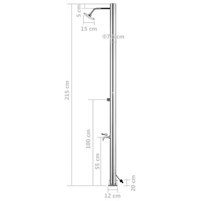 vidaXL Zahradní sprcha s hnědou základnou 220 cm nerezová ocel