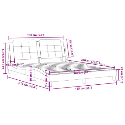 vidaXL Rám postele s LED osvětlením černý 160 x 200 cm umělá kůže