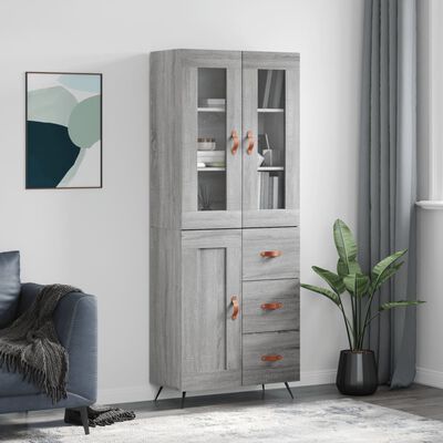 vidaXL Skříň highboard šedá sonoma 69,5 x 34 x 180 cm kompozitní dřevo