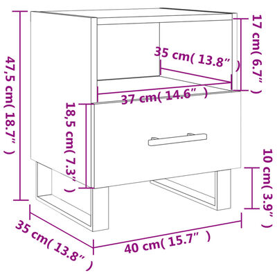 vidaXL Noční stolky 2 ks bílé 40 x 35 x 47,5 cm kompozitní dřevo