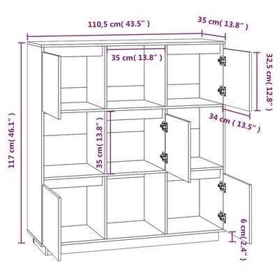 vidaXL Komoda 110,5 x 35 x 117 cm masivní borové dřevo