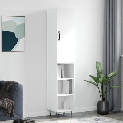 vidaXL Skříň highboard bílá s vysokým leskem 34,5x34x180 cm kompozit