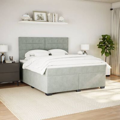 vidaXL Box spring postel s matrací světle šedá 180x200 cm samet